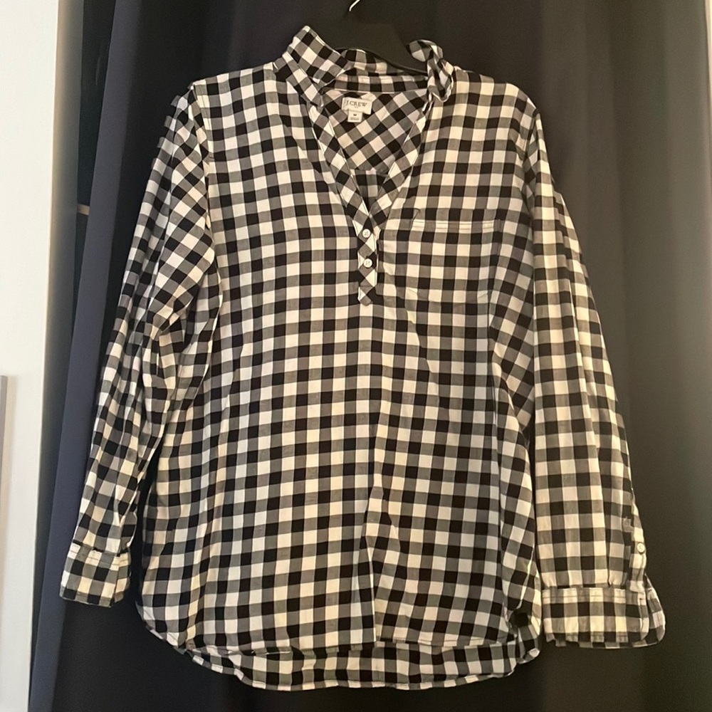 Black and white gingham shirt - half button